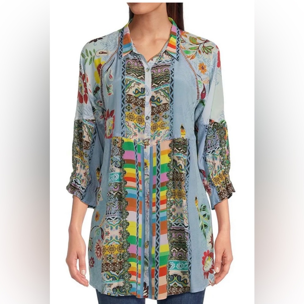 Johnny Was Rainbow Adonia Silk Tunic